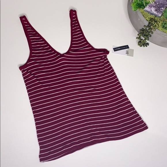 New Nordstrom BP Striped V Neck fitted Tank Top nwt medium women’s - Picture 1 of 8